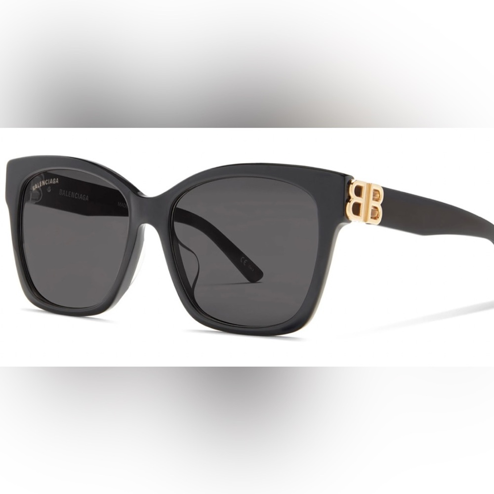 Balenciaga Black Sunglasses with Gold Detail